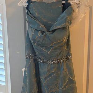 Strapless Teal and Gold Women's Dress
